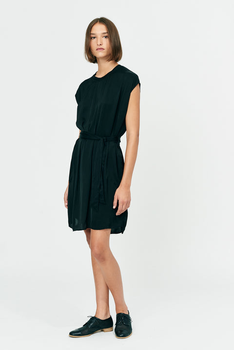 Black Ghost Ranch Matte Satin Pop Over Dress RA-DRESS ARCHIVE-FALL2'22      View 1 