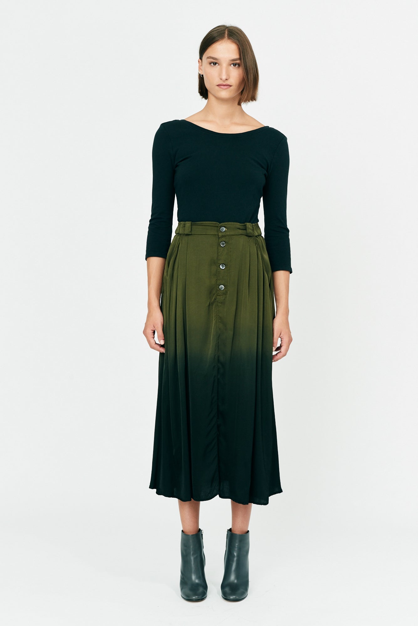Forest Gradient Ghost Ranch Matte Satin Lily Skirt Full Front View
