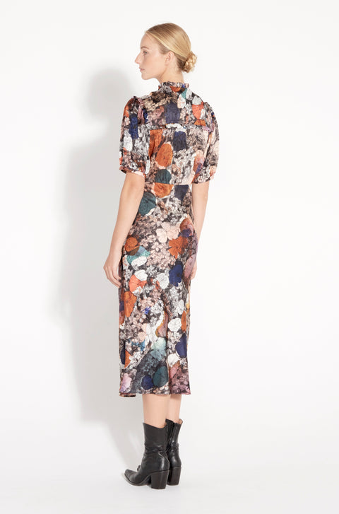 Flower Medley Print Silk Jacquard Bella Dress RA-DRESS ARCHIVE-HOLIDAY'22      View 2 