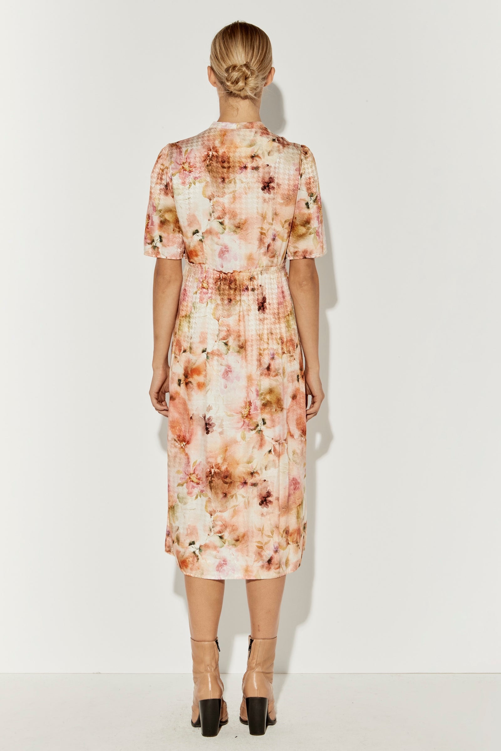 Bloom Printed Silk Garden Dress Full Back View