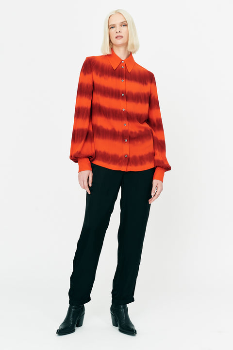 Fires and Stripes Tie Dye Ghost Ranch Soft Twill Blouse RA-TOP ARCHIVE-FALL2'22      View 1 