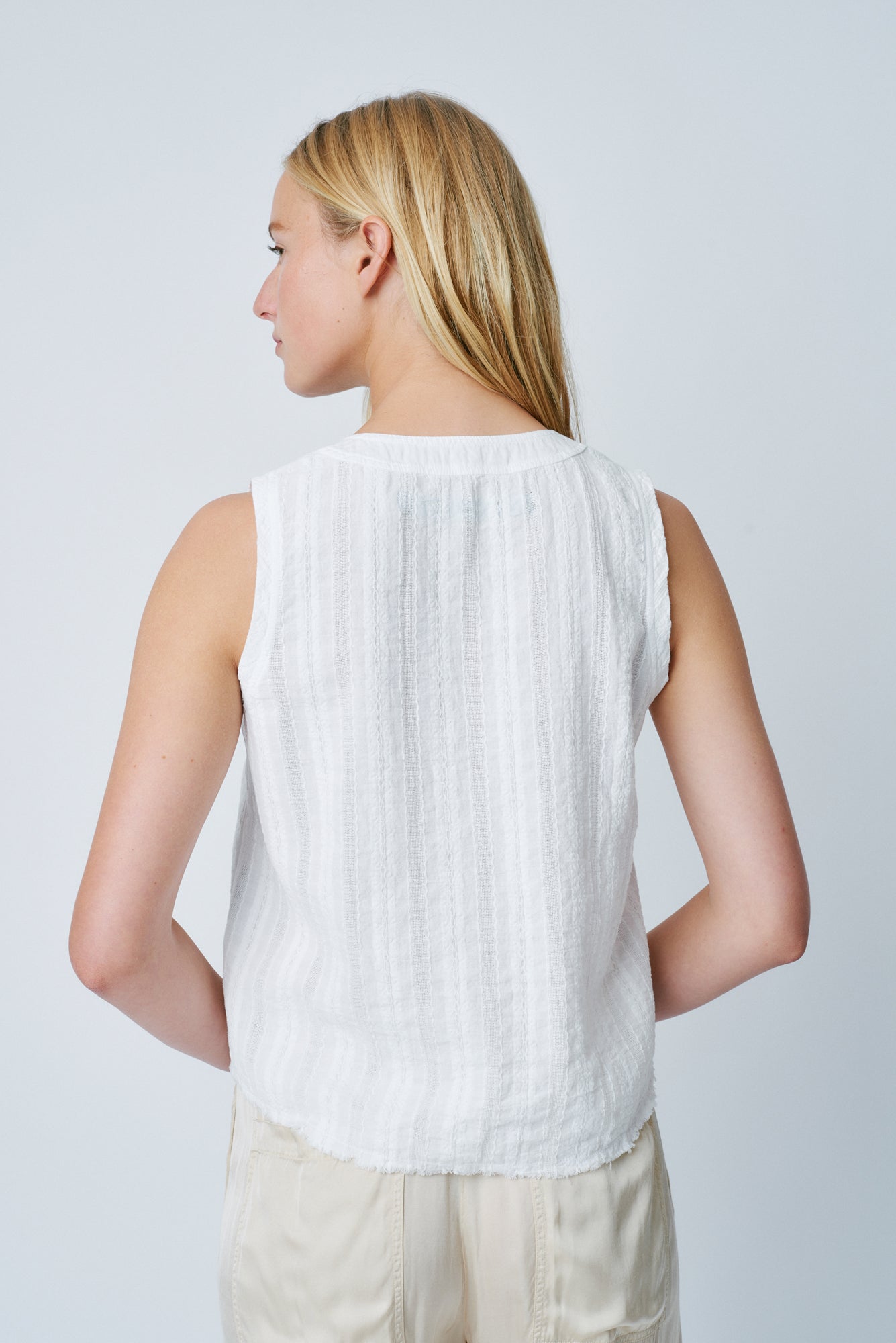 Washed White Gauze Medley Roma Tank RA-TOP ARCHIVE-PREFALL'22   