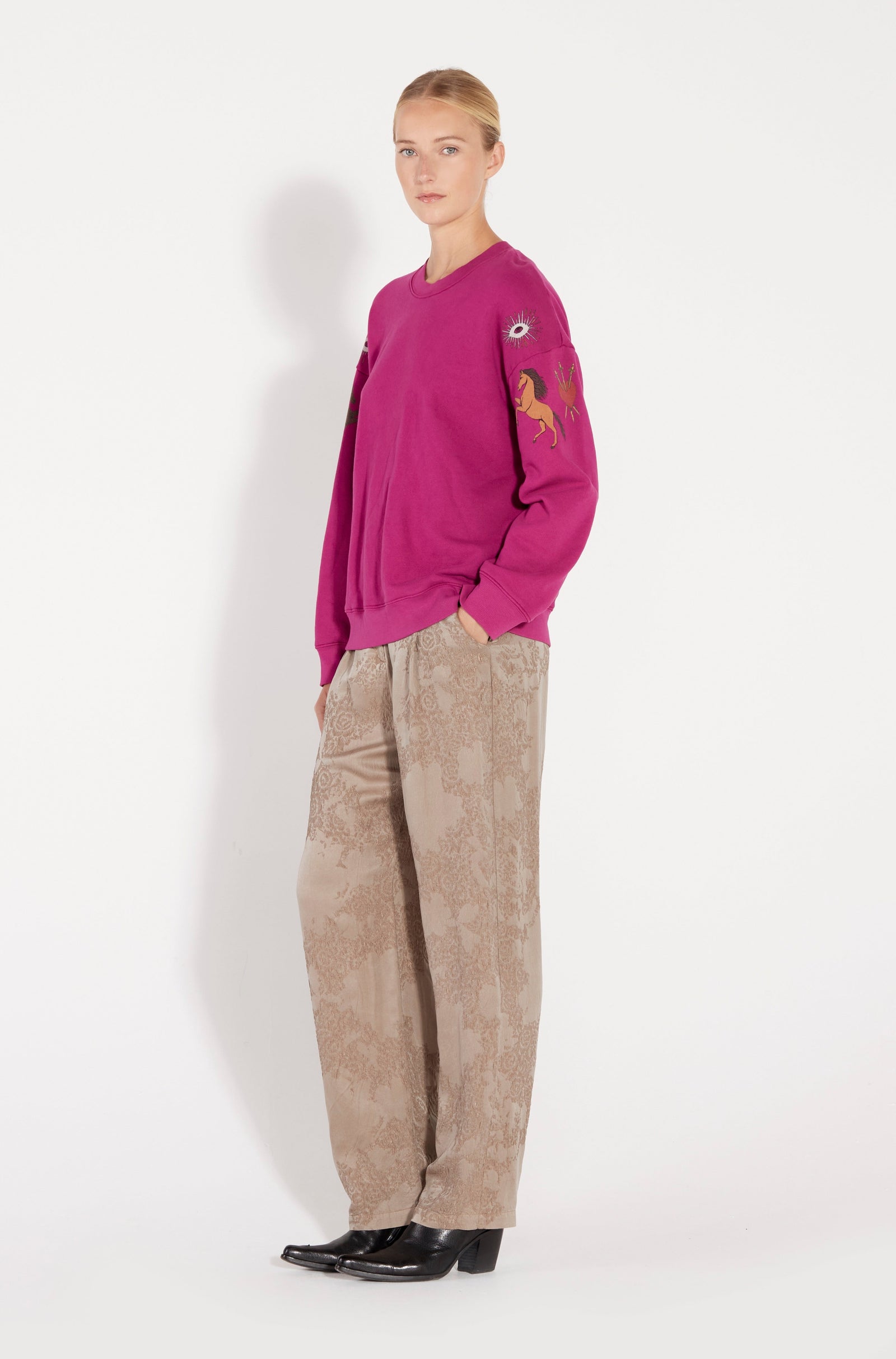 Dahlia Tarot Fleece Yves Sweatshirt Full Side View