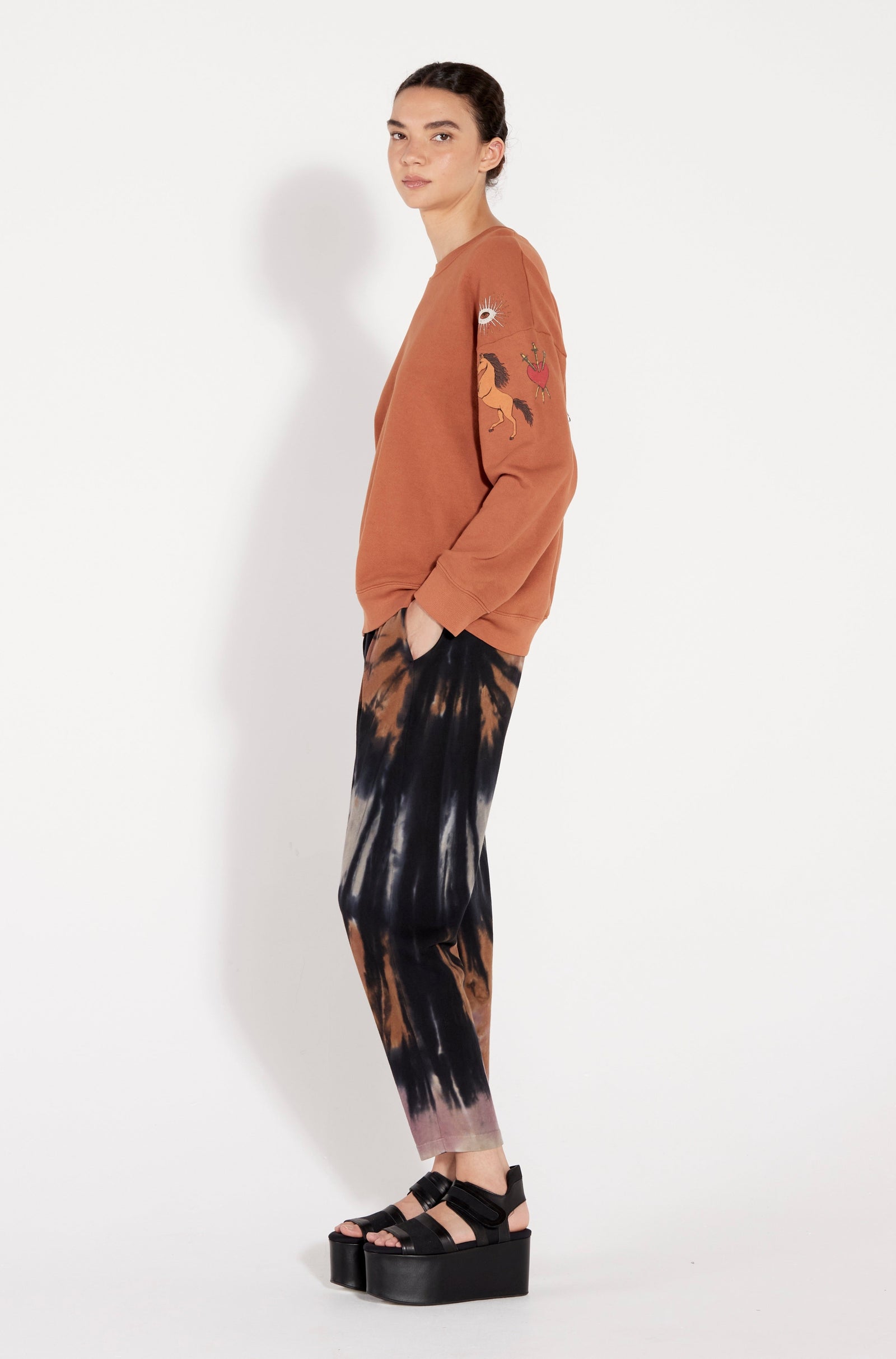 Rust Tarot Fleece Yves Sweatshirt Full Side View