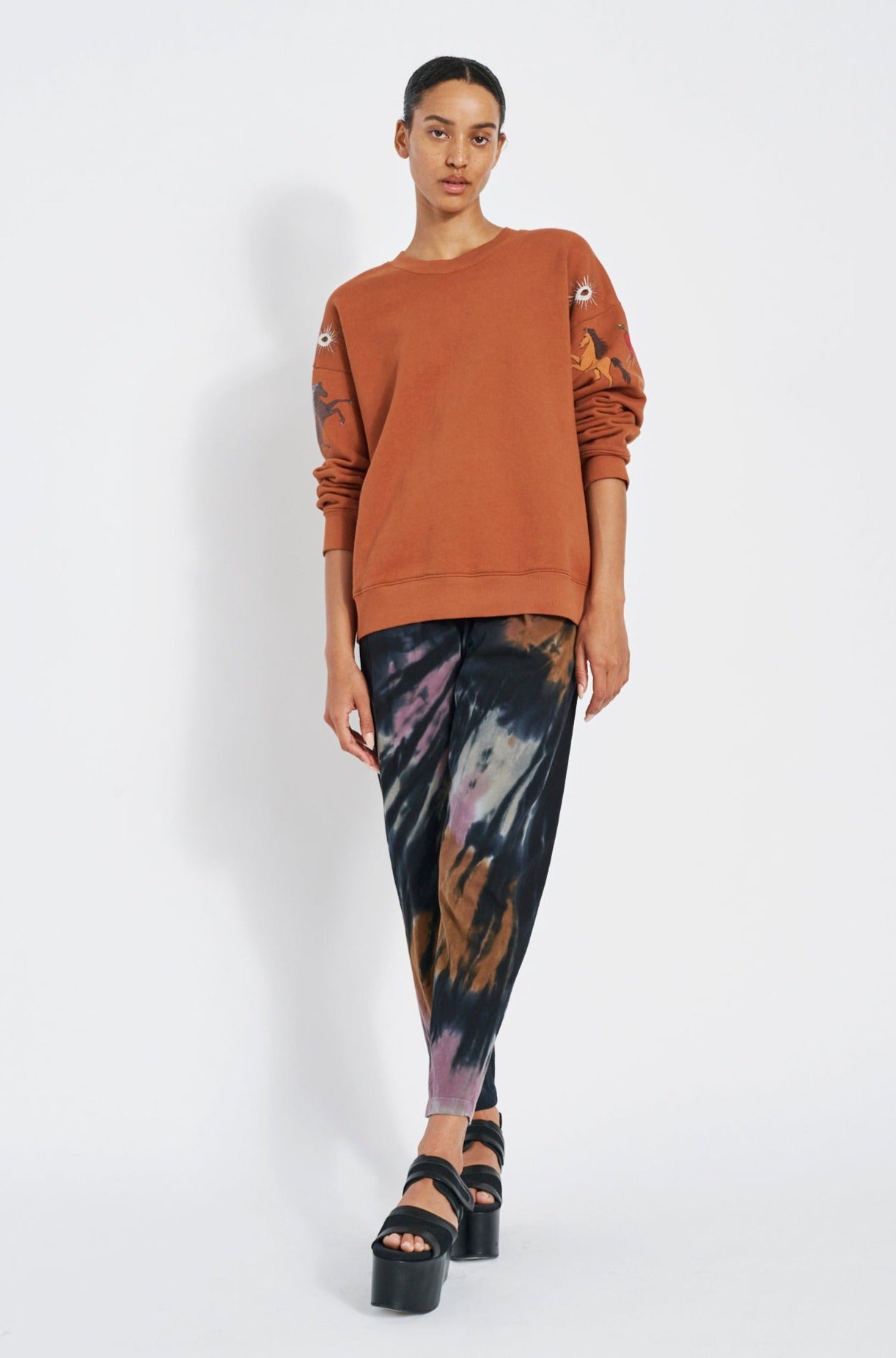 Rust Tarot Fleece Yves Sweatshirt Full Front View