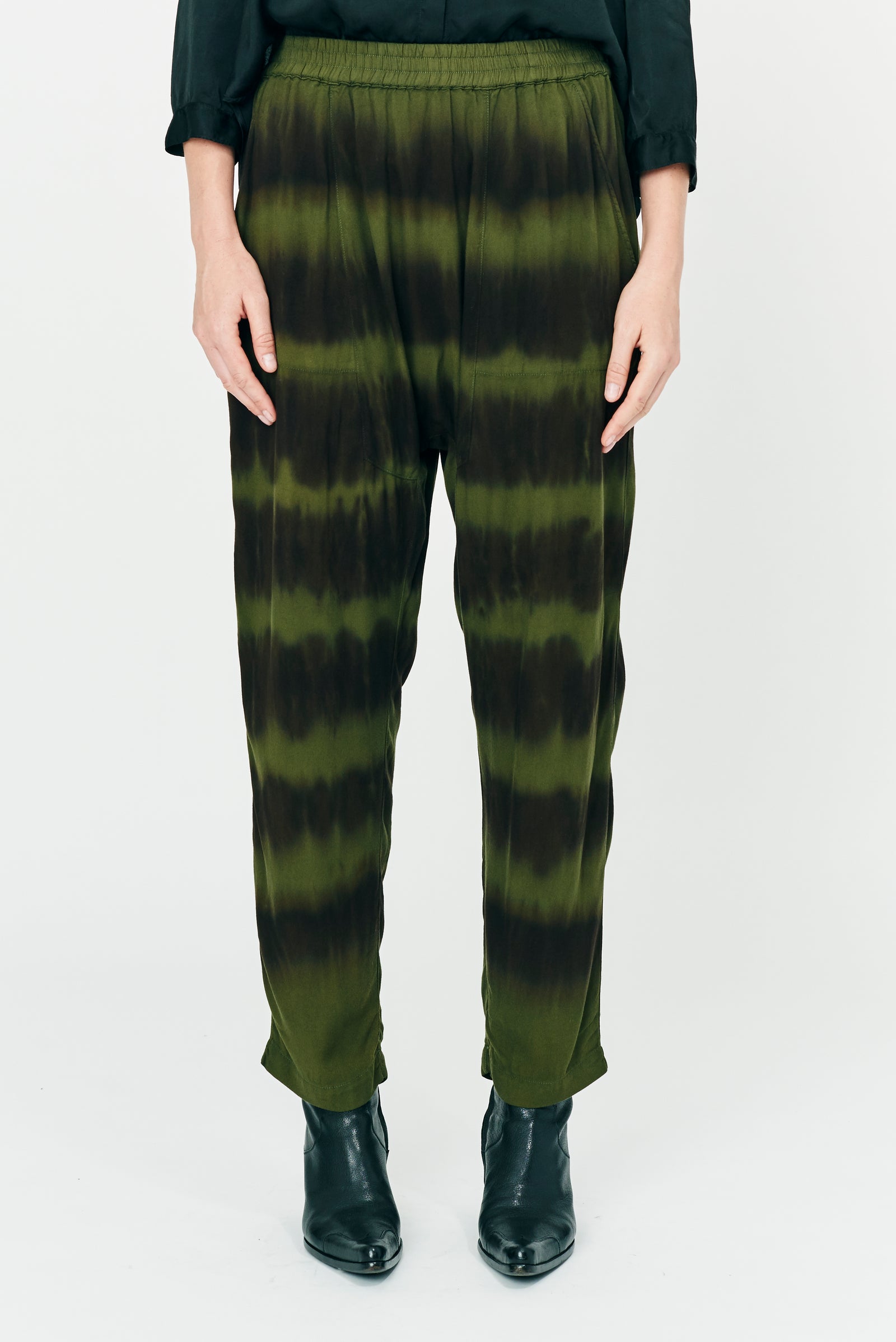 Forest Black and Stripes Tie Dye Ghost Ranch Soft Twill Sunday Pant Front Close-Up View