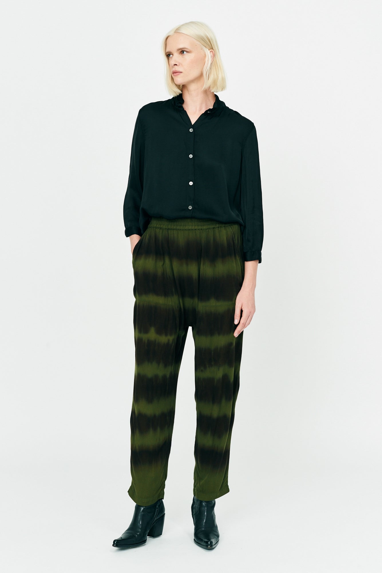 Forest Black and Stripes Tie Dye Ghost Ranch Soft Twill Sunday Pant Full Front View
