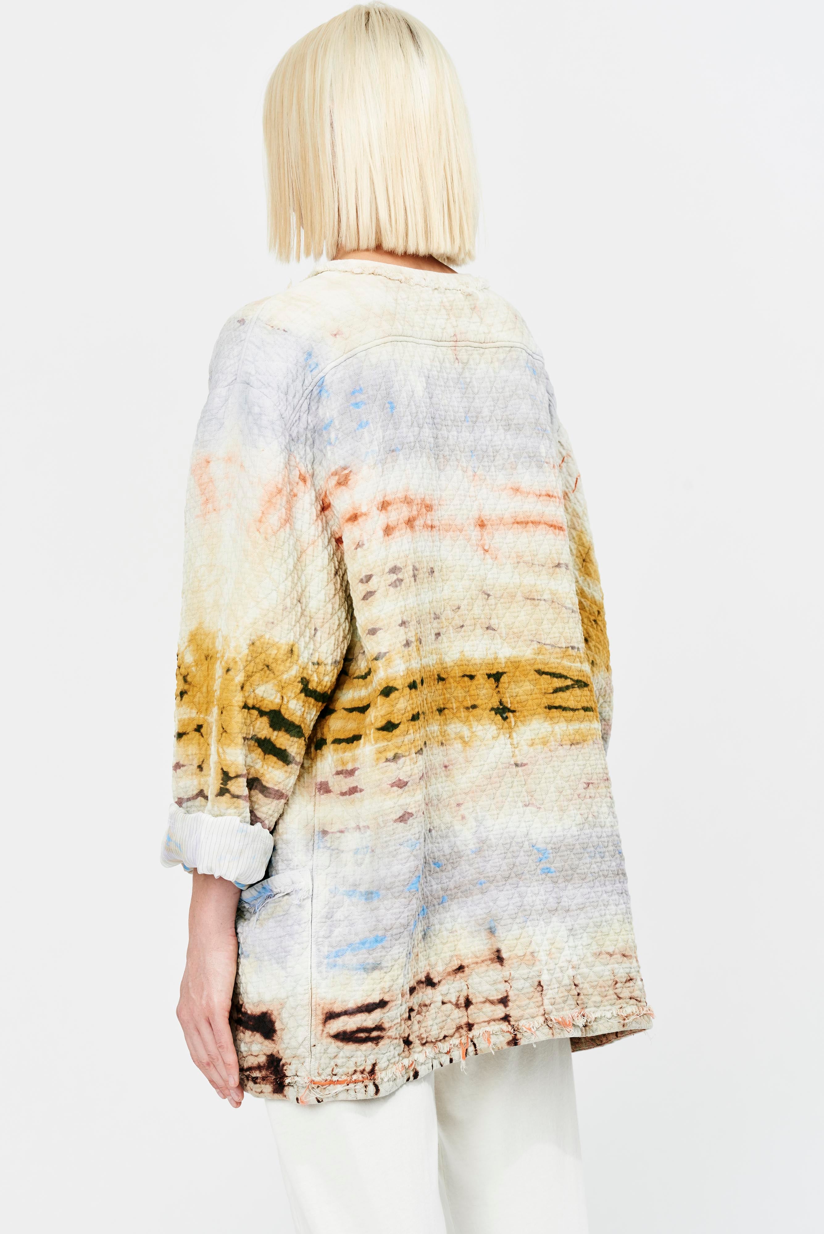 Raquel Allegra | Red Yellow Cliffs Tie Dye Chama River Quilted Cotton  Quilted Ovecoat