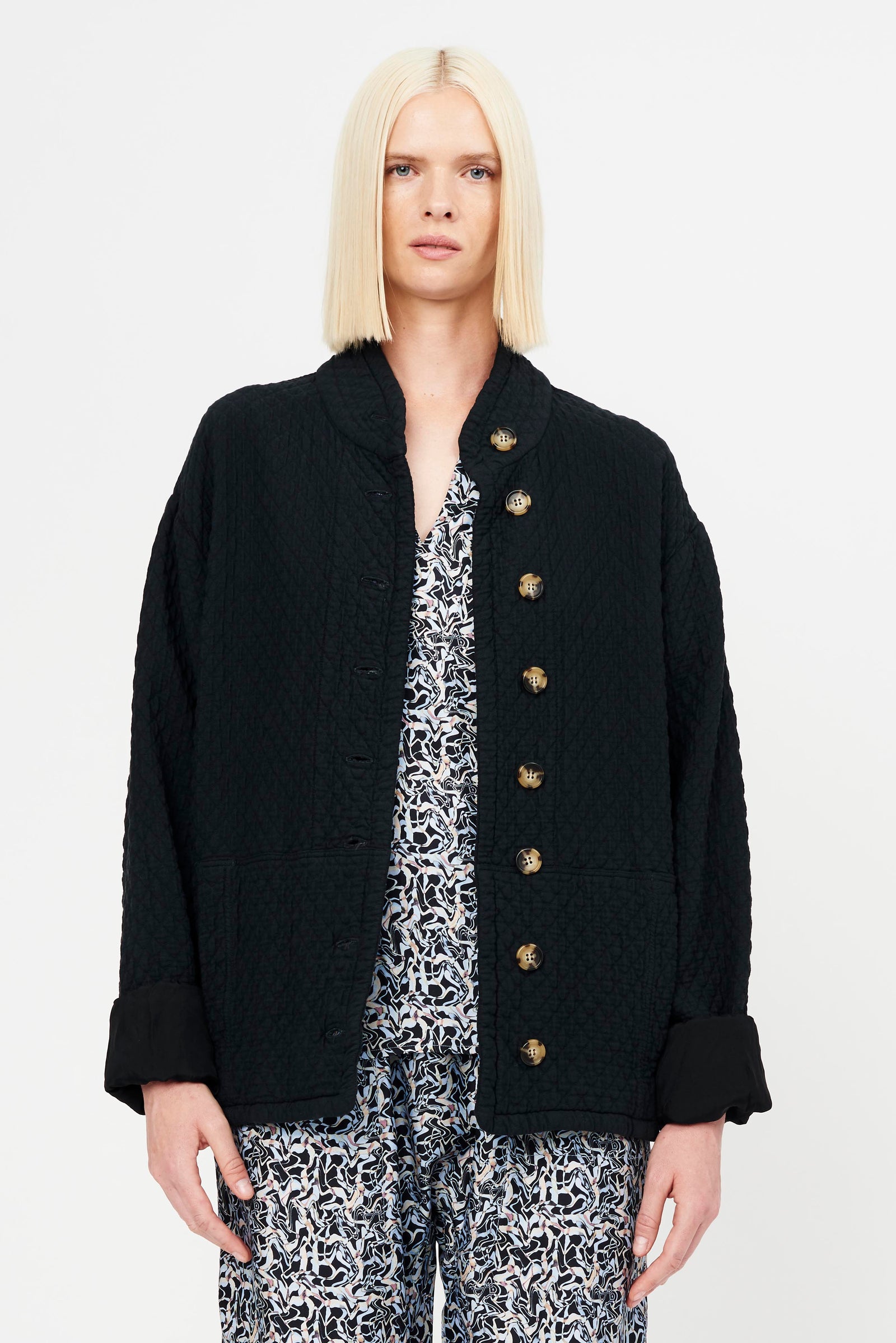 Black Chama River Quilted Cotton Jacket RA-JACKET/COAT ARCHIVE-FALL1'22   