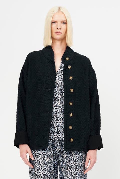 Black Chama River Quilted Cotton Jacket RA-JACKET/COAT ARCHIVE-FALL1'22      View 1 