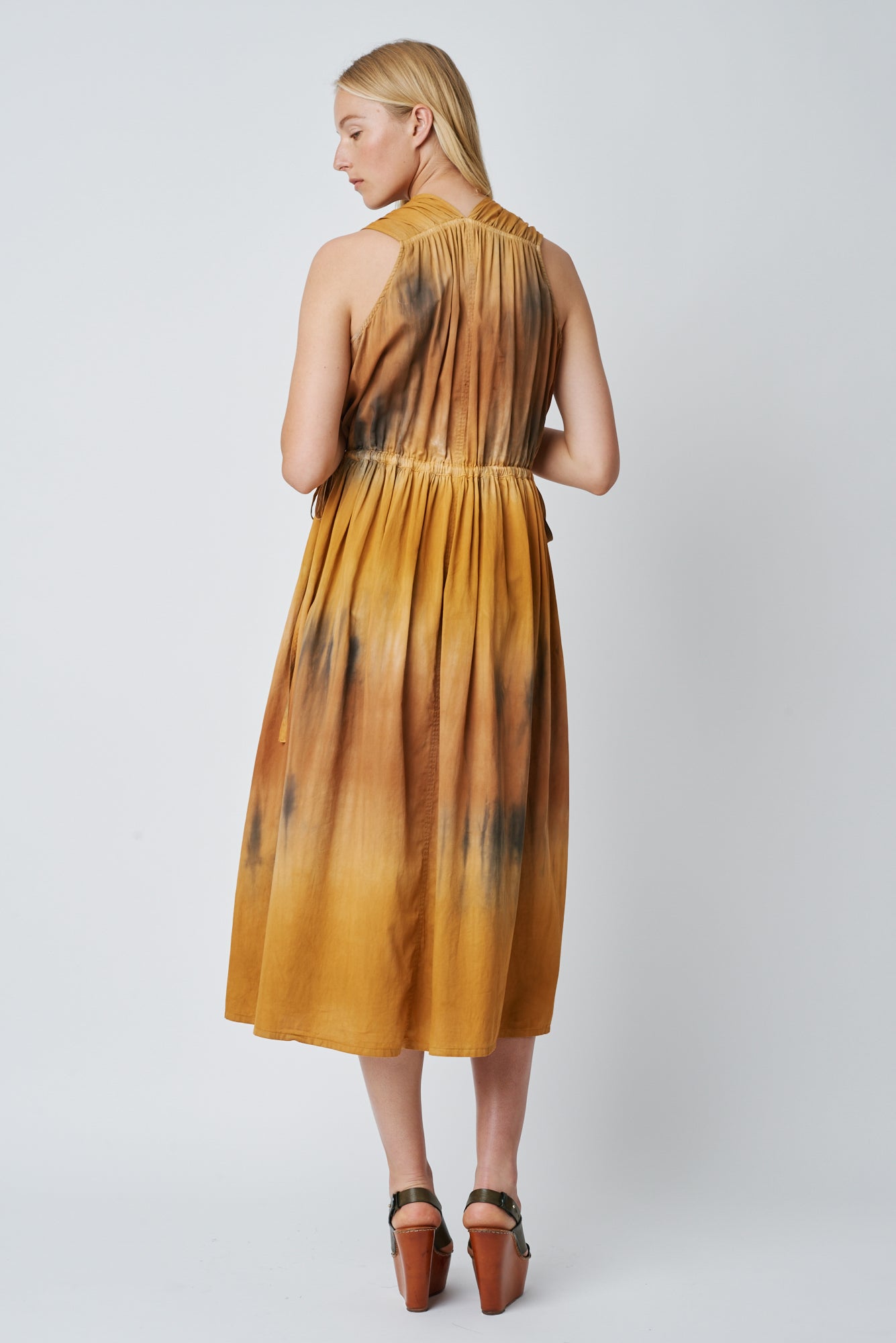 Bengal Tiger Tie Dye Antique Cotton Daydream Dress Full Back View