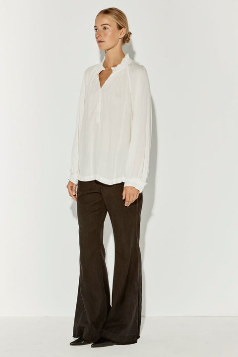 Washed White Viscose Brigitte Blouse Full Side View   View 3 