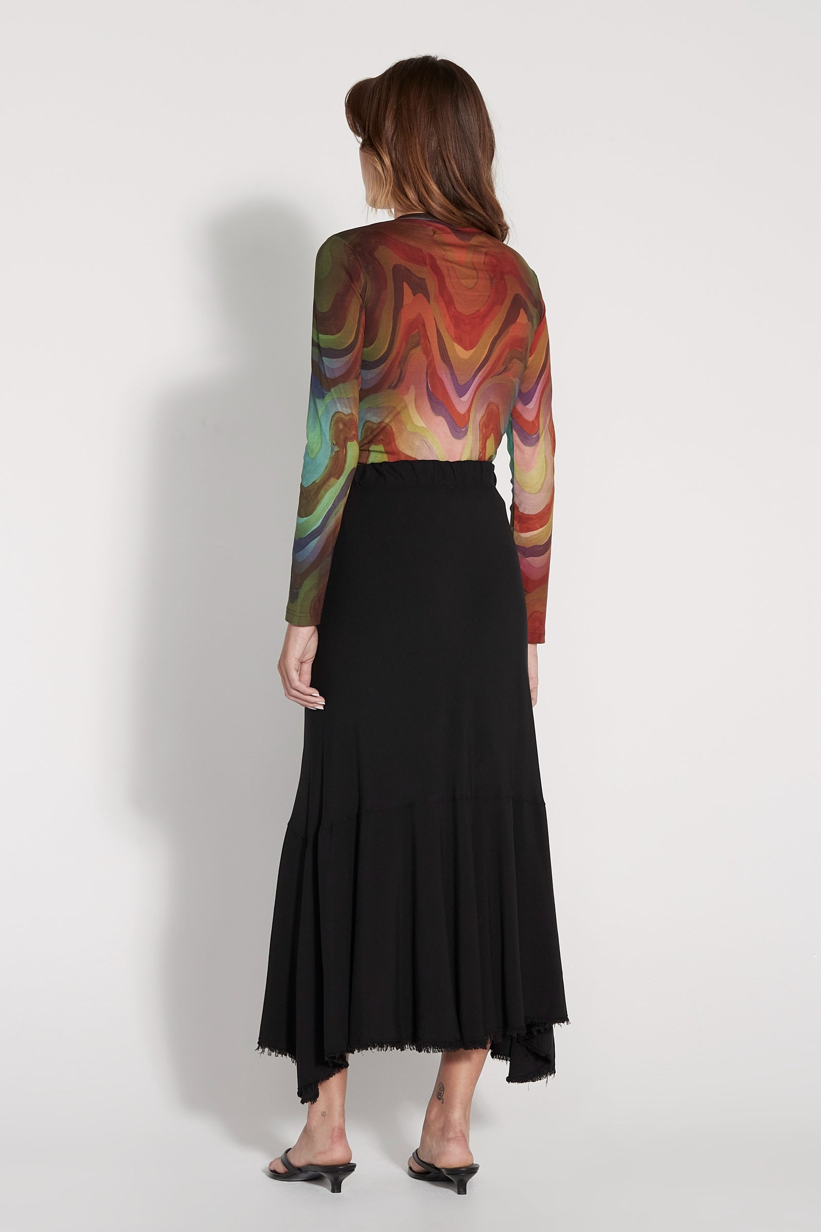 Multi Waves Printed Jersey Veronica Tee Full Back View