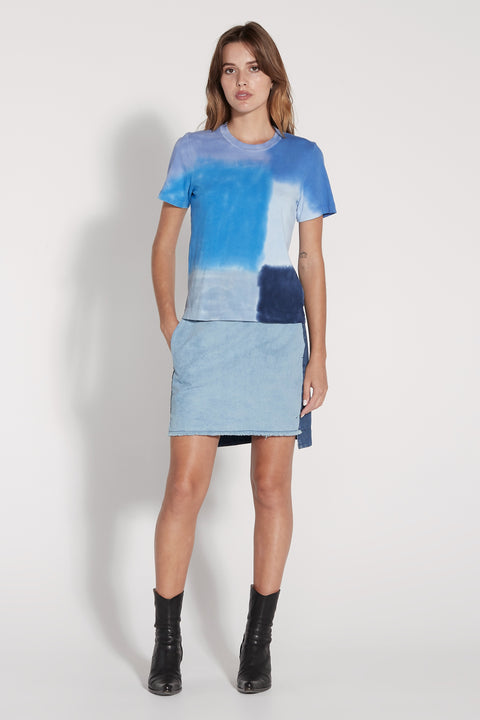 Blue Patchwork  Classic Jersey Boy Tee Full Front View   View 1 