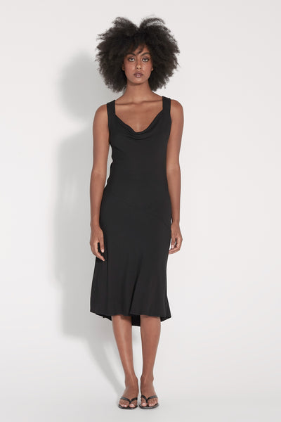 Black Viscose Linda Midi Dress – Raquel Allegra