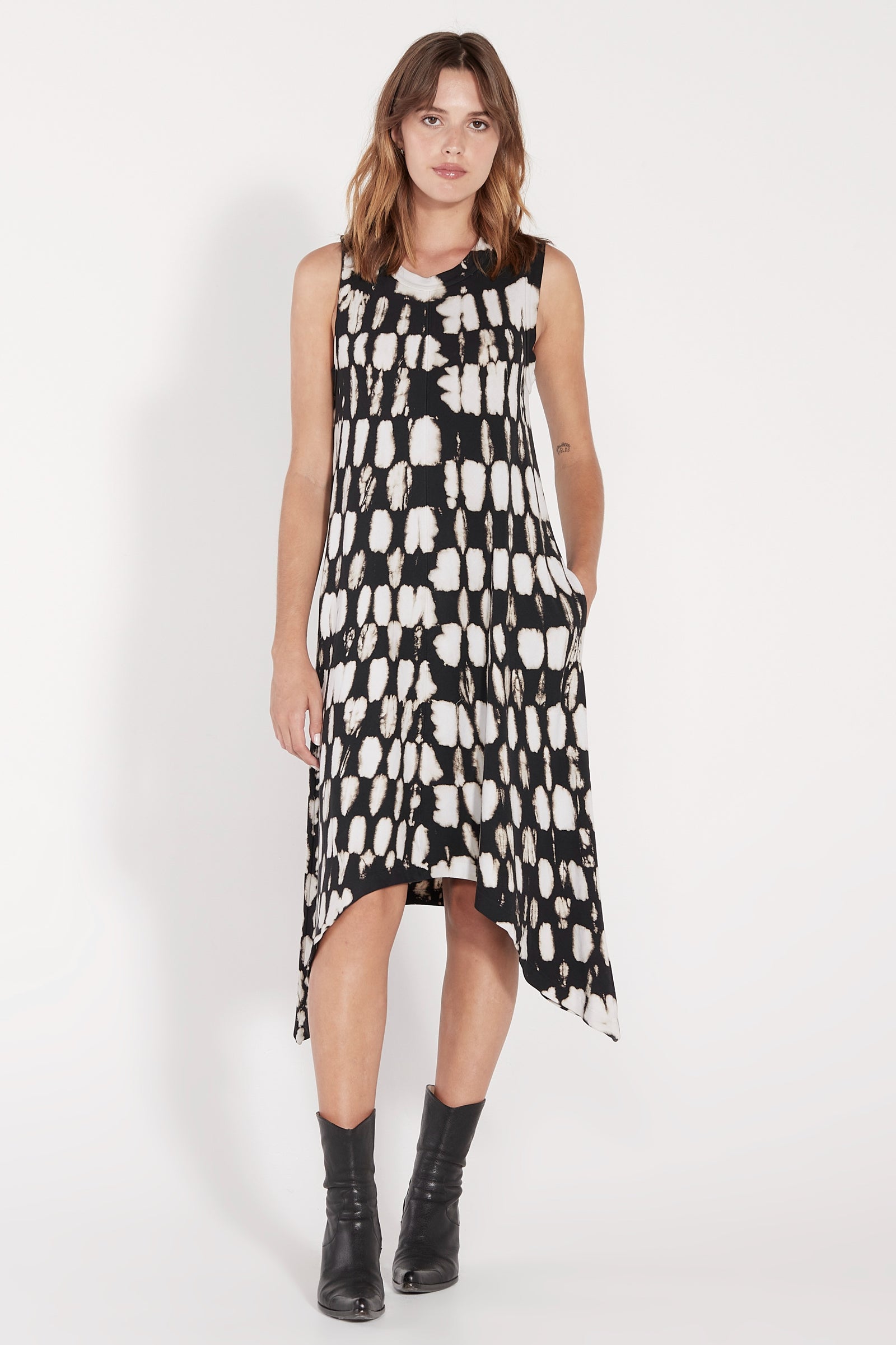 Black Check Avery Dress Full Front View