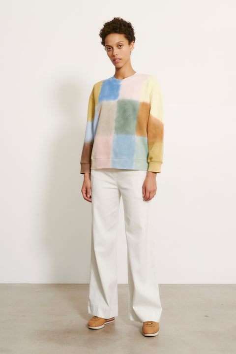 Multicolor Patchwork Yves Sweatshirt Full Front View   View 1 