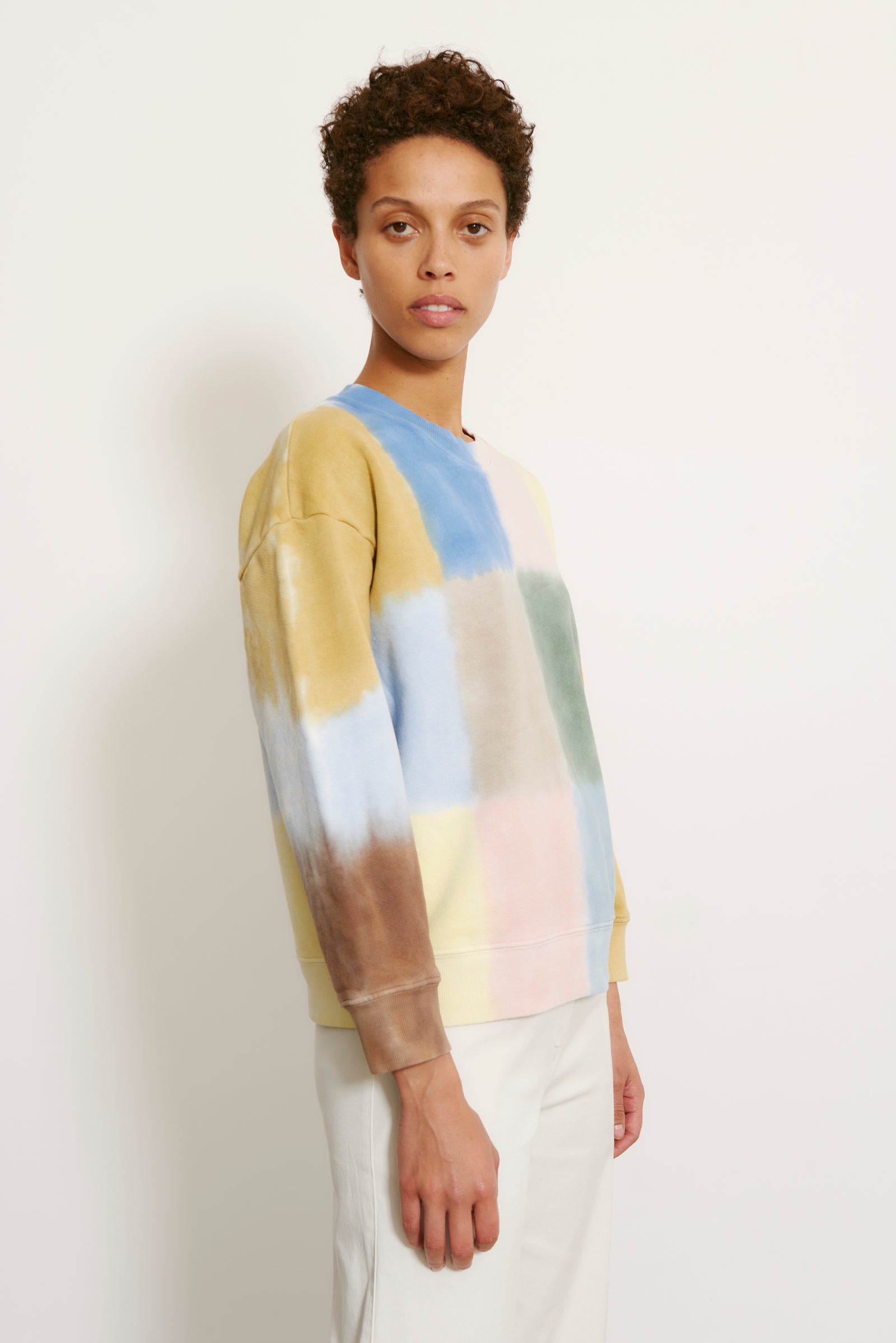 Multicolor Patchwork Yves Sweatshirt Side Close-Up View