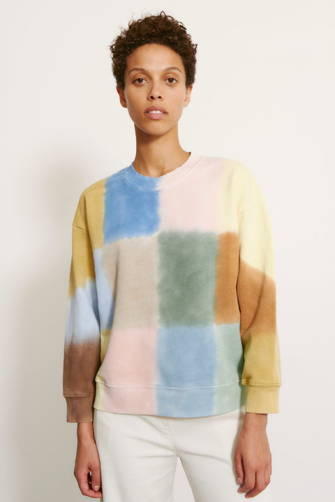 Multicolor Patchwork Yves Sweatshirt Front Close-Up View   View 2 