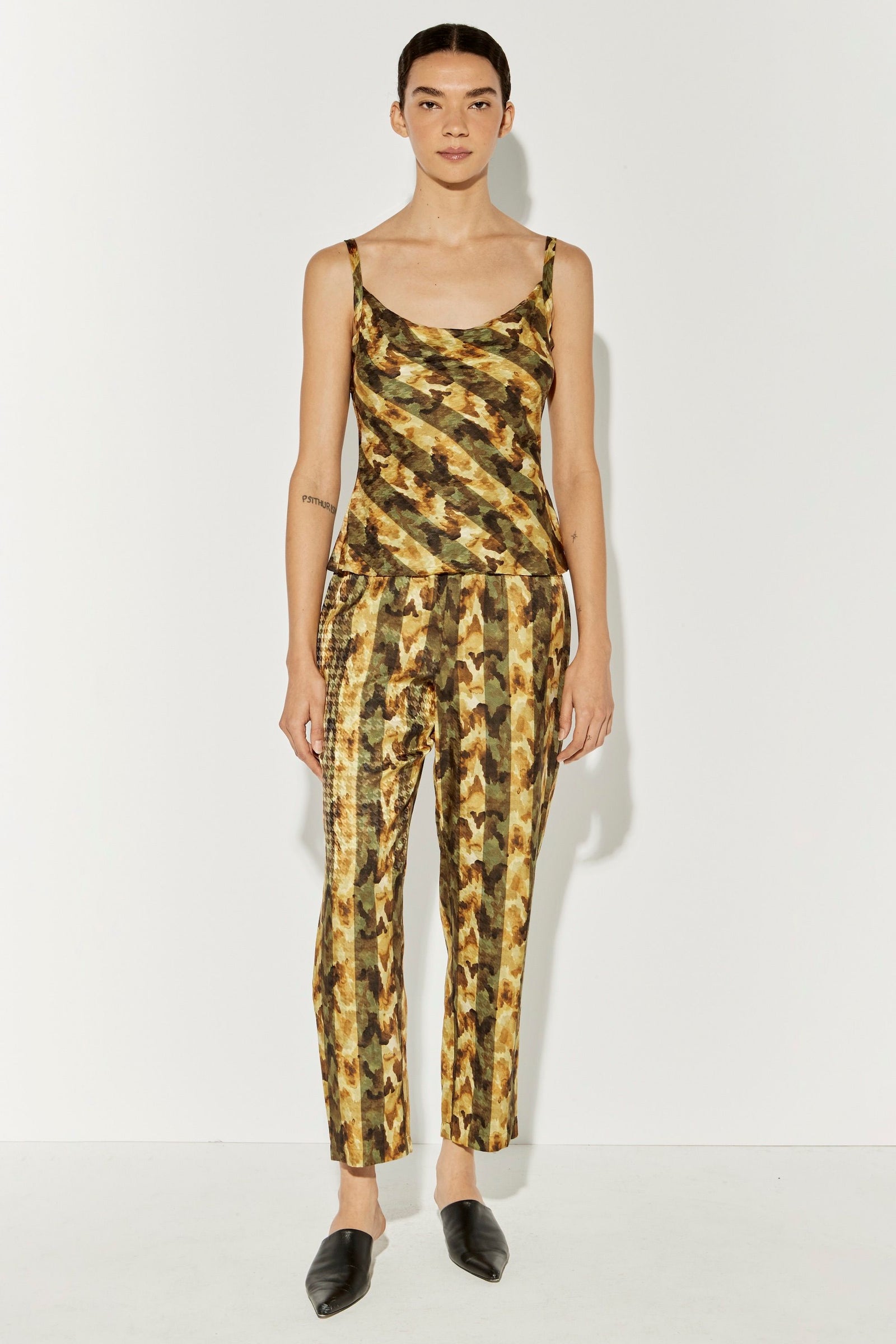 Yellow Trees Printed Silk Colette Cami RA- TOP ARCHIVE-PRESPRING'23   