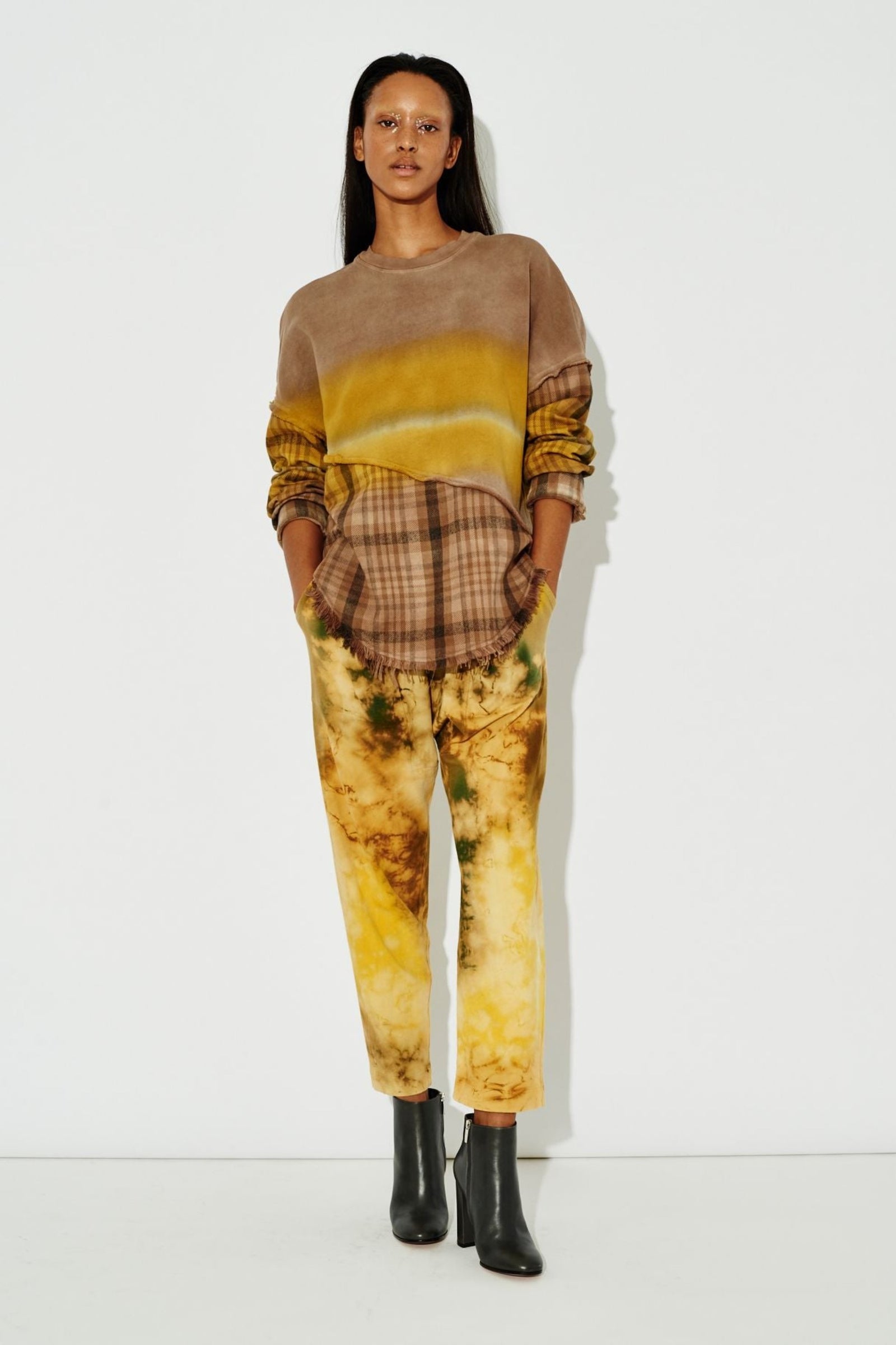 Multi Soft Flannel Patty Sweatshirt Full Front View