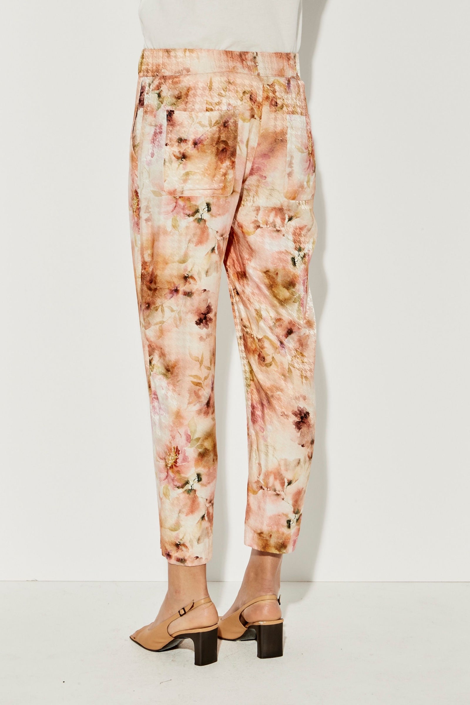 Bloom Printed Silk Fez Pants Back Close-Up View
